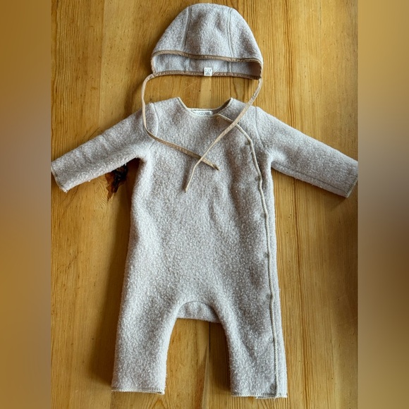 KiCo Label Merino Wool Baby Suit + Hat Set Beige 3-6M Scandinavian